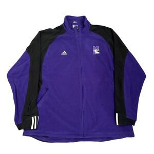 Adidas Northwestern Wildcats Fleece Jacket Mens 2XL Purple ClimaWarm Full Zip